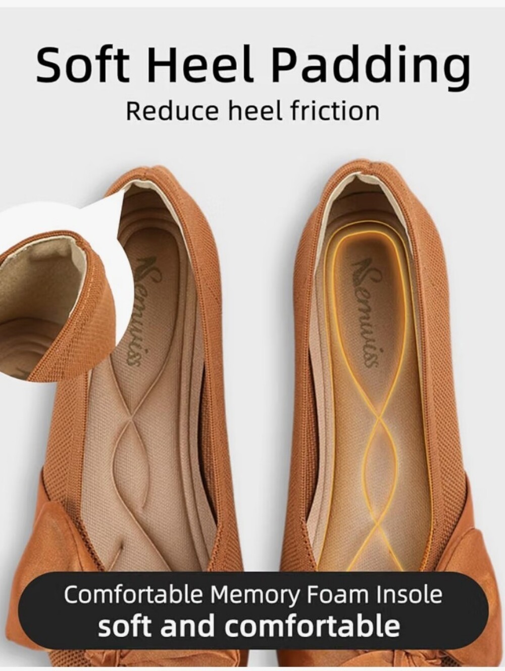 Women's Pointed Toe Bow Ballet Flats - Burnt Orange - Picture 3 of 6